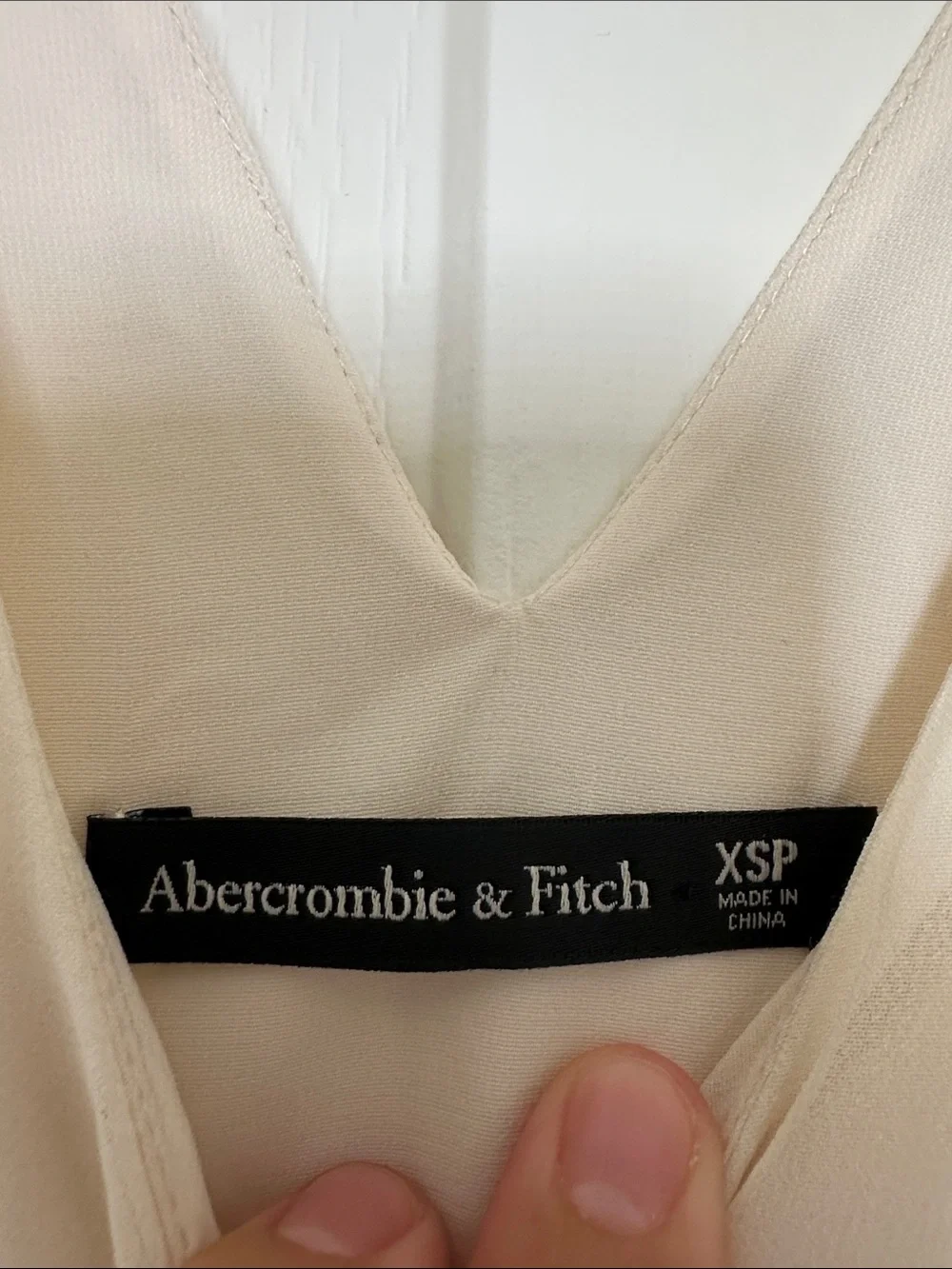 Abercrombie & Fitch Cream V-Neck Sheer-Panel Maxi Dress